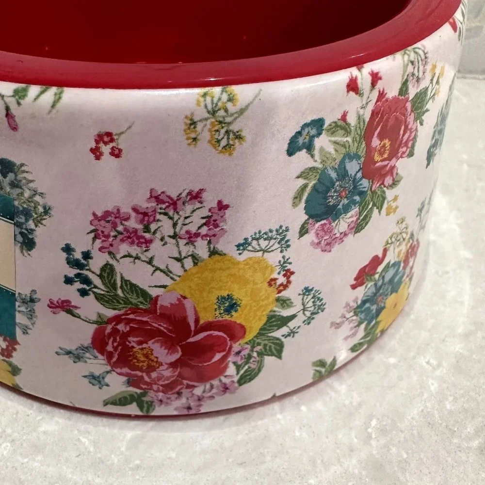 NWT Pioneer Woman Fancy Flowers Floral Pet Dog Cat Bowl Small Size 14 oz Melamin